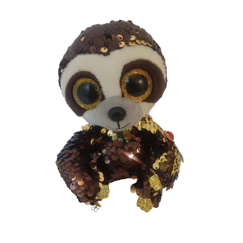 Ty Stuffed Animal Sloth Brown Dangler Flippables Plush Sequin Flip Toy 10" 2019